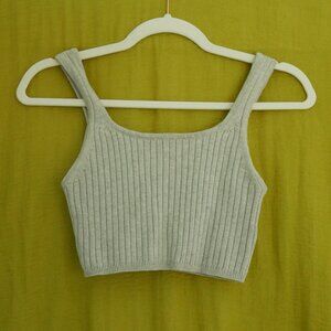 Wilfred Cropped Gray Knit Top, size Small